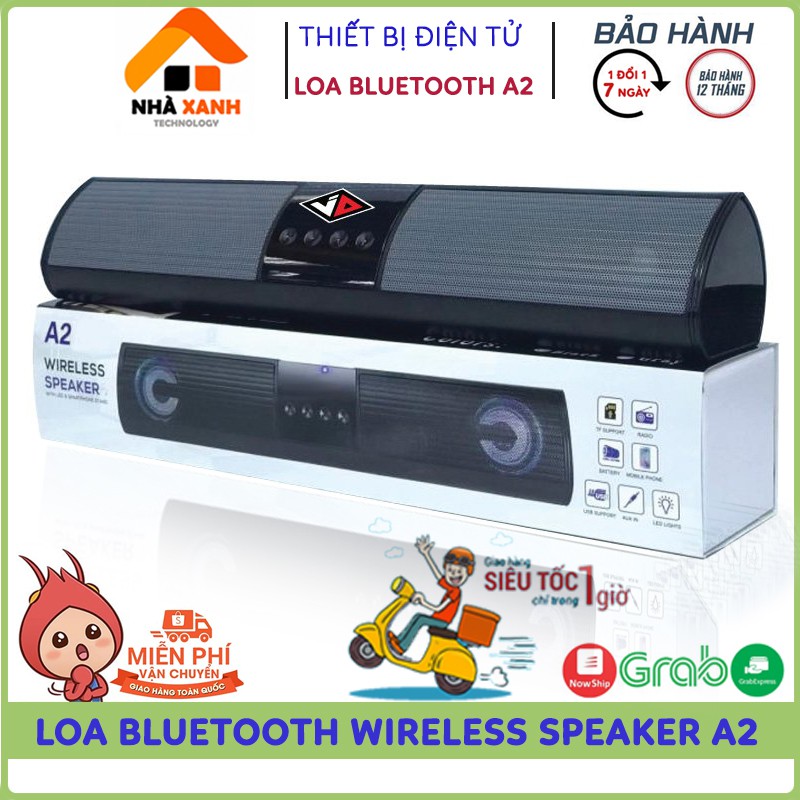 Loa Bluetooth Không Dây Wireless Speaker A2 Dáng Dài Có Đèn Led, Âm Thanh Hay, Bass Khỏe, Bảo Hành 12 Tháng