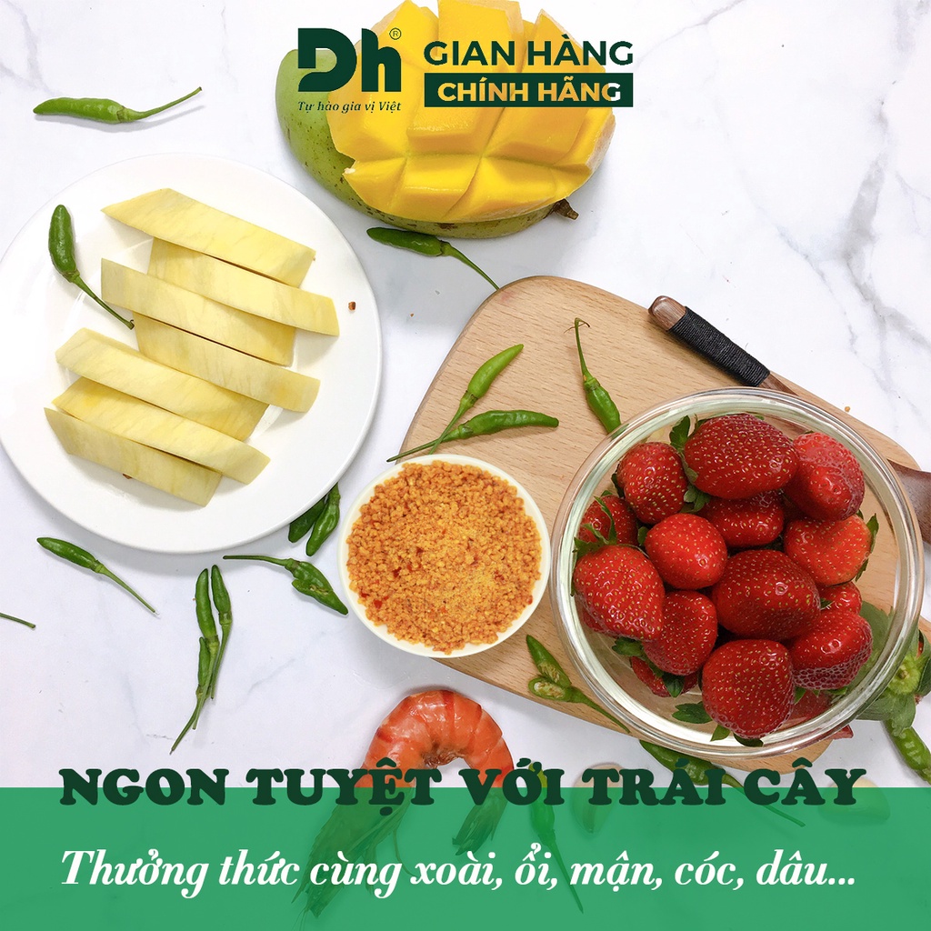 Muối ớt Tây Ninh DH Foods hạt to gia vị chấm hoa quả loại 1 thơm ngon 60/80/110gr