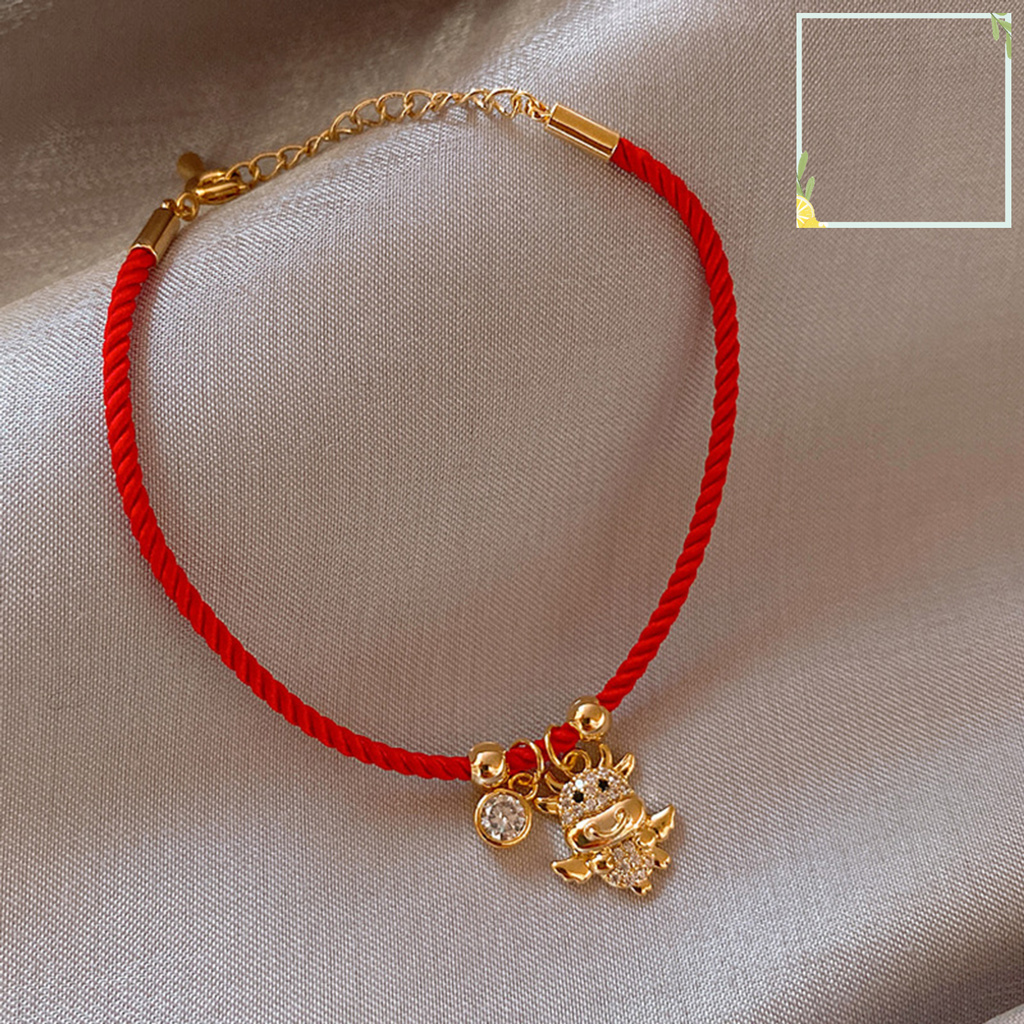 austinstore Braided Bracelet Chinese Zodiac Lucky Symbol Alloy Adjustable Charm Ox Bangle for Spring Festival