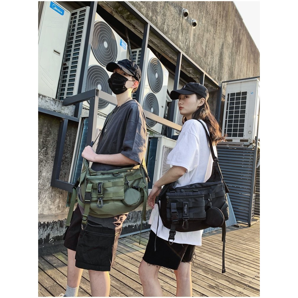 Túi đeo chéo vải oxford LEACAT sức chứa lớn phong cách hip hop thời trang cho nam 3 trong 1