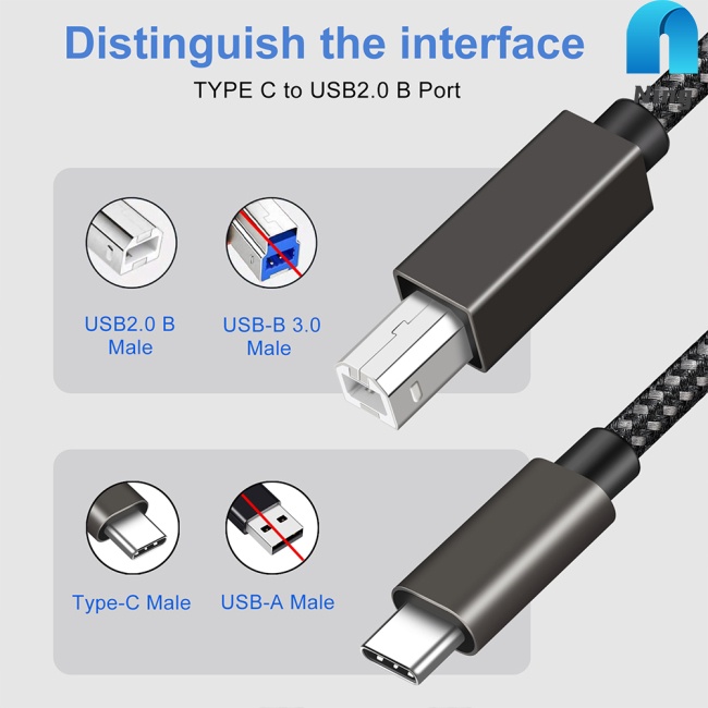 Dây Cáp Ning Type-c Sang Usb B 2.0 Dài 1.5m / 2m Chuyên Dụng Cho Máy In Notebook