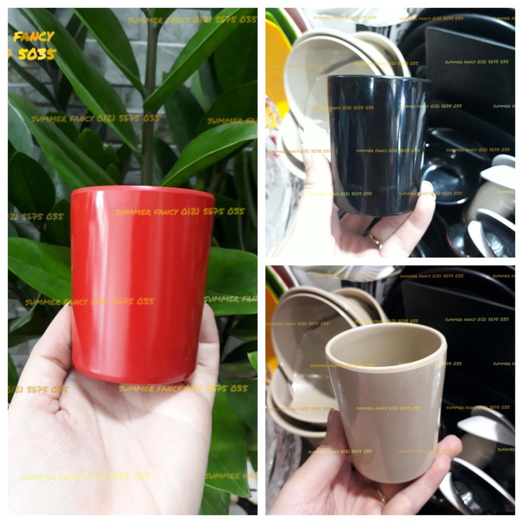 Cốc 6.2 x 7.6cm ~ 160ml nhựa đen kem trà, đồ uống quán ăn nhanh quán lẩu nướng ly Plastic cup melamine phíp F-LY05