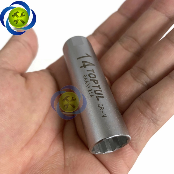 Tuýp tháo bugi xe máy 14mm TOPTUL BAAX1214 loại 5 chấu thép giữ bugi