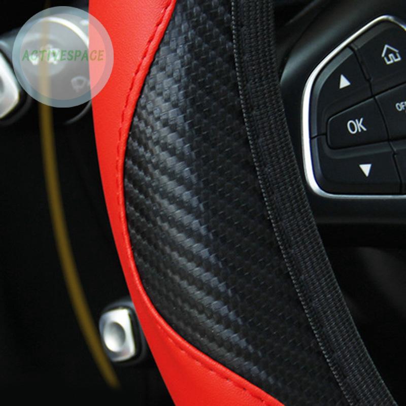 Vỏ bọc viền vô lăng bằng sợi carbon 30cm co giãn cho xe hơi