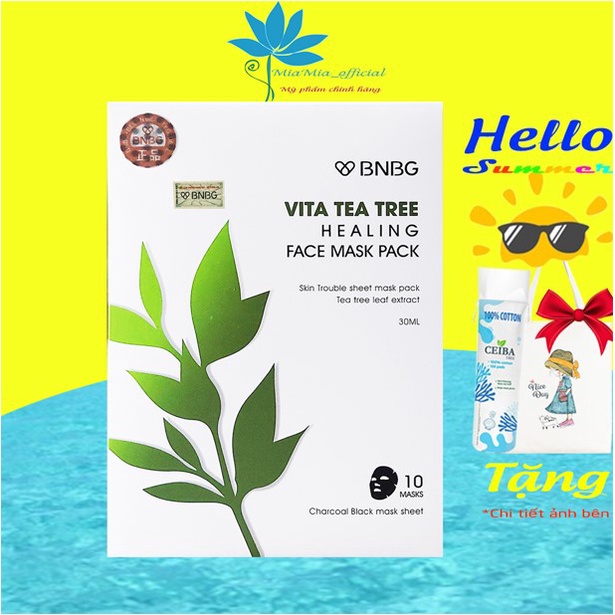 [HỘP 10 MIẾNG] BNBG Mặt Nạ Tràm Trà Vita Tea Tree Healing Face Mask Pack Giảm Mụn Thâm Sẹo Thải Độc Da [NHẬP KHẨU]