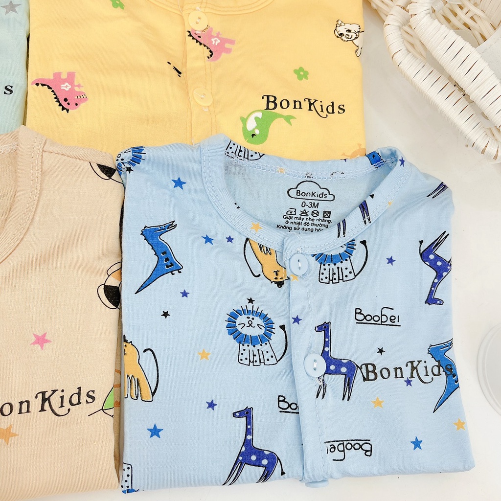 Bộ dài tay thun lạnh cao cấp cho bé sơ sinh 0-11kg, cài khuy giữa vải mềm mát - co giãn 4 chiều - BO41