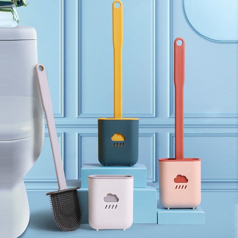 Chổi Cọ Vệ Sinh Toilet Bồn Cầu Bằng Silicon Tiện Lợi Có Giá Đựng Hình Đám Mây