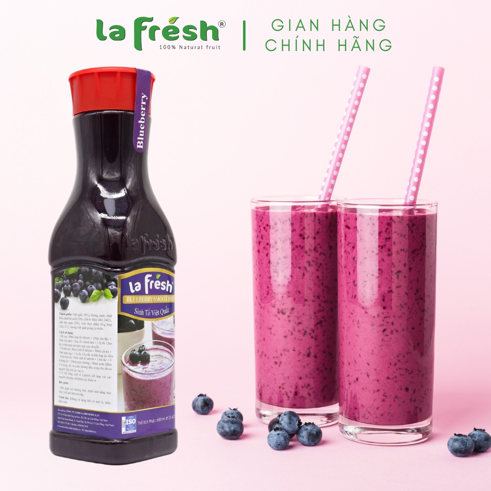 Sinh Tố Việt Quất Lafresh Đà Lạt Chai 650ml - Chuyên dùng pha chế