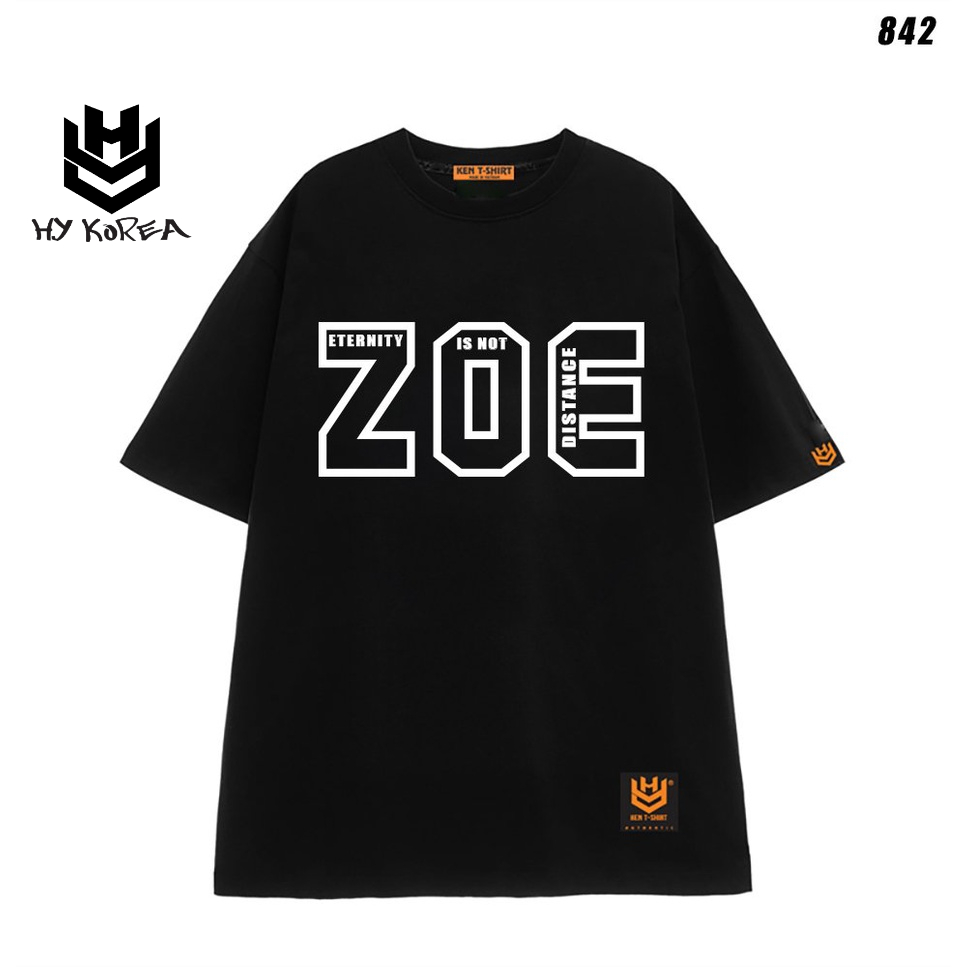 Áo thun form rộng unisex tay lỡ ZOE 842 HY KOREA