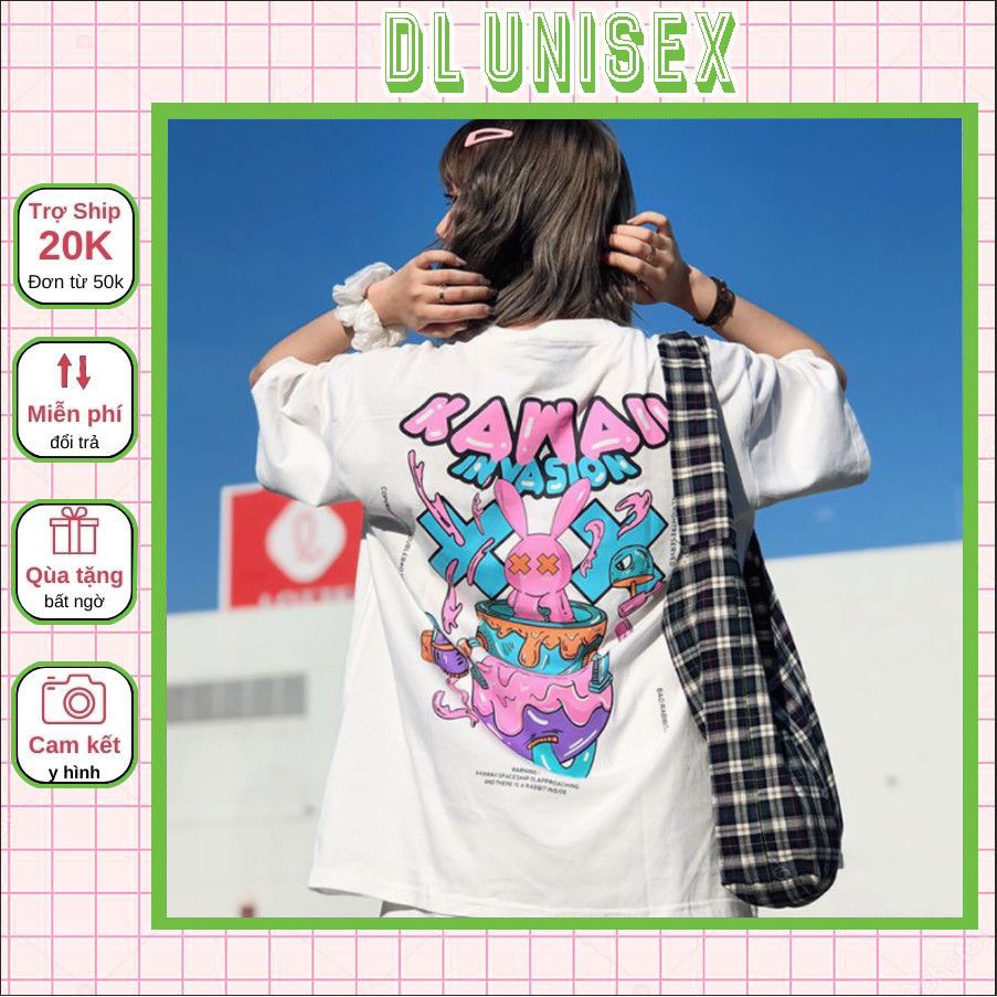 ÁO THUN, ÁO PHÔNG TAY LỠ UNISEX FORM RỘNG OVERSIZE BAD RABBIT KAWAI M149 KL SHOP DIEULINHSHOP
