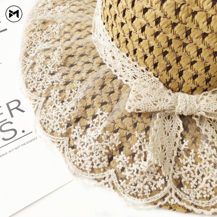 Mũ Rơm Chống Nắng Bốn Mùa Có Thể Mang Cho Bé Gái Và Trẻ Em Với Dây Ruy Băng Che Nắng Cho Người Lớn Đi Biển