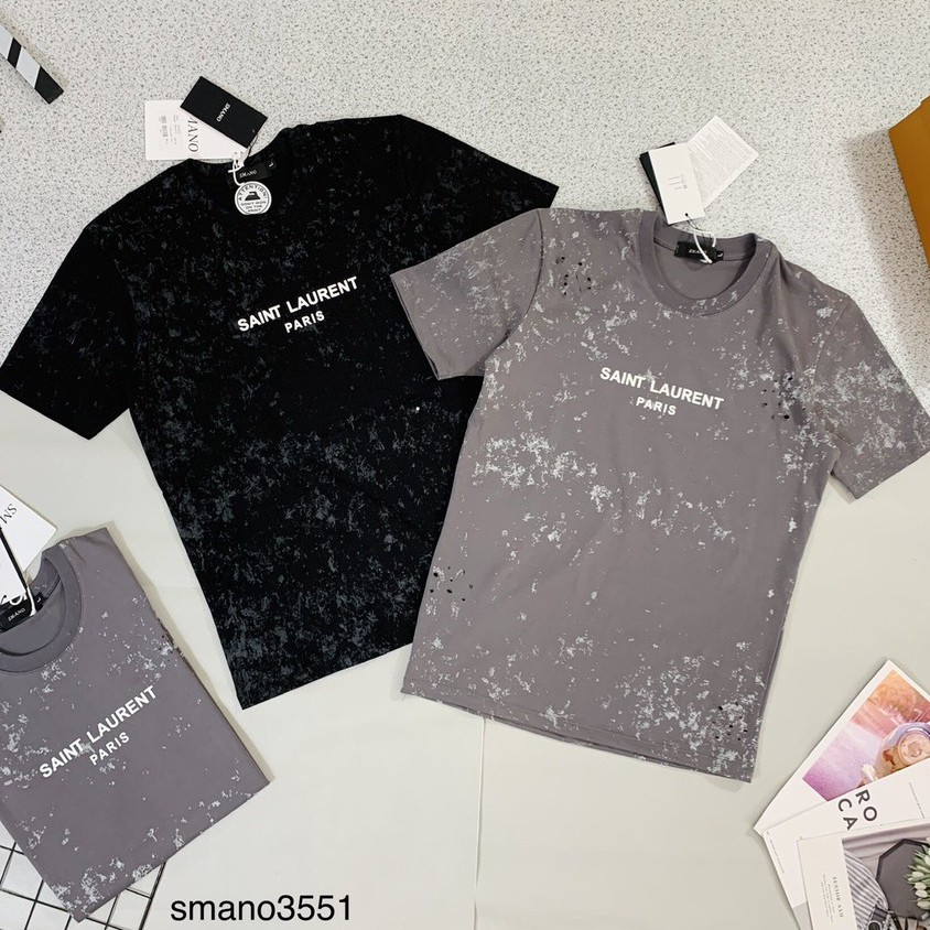Áo phông Nam Nữ 🔅FULL SIZE🔅 Áo T-shirt Saint Laurent rách loang chất vải mềm mịn, thoáng mát, thấm hút mồ hôi cực tốt