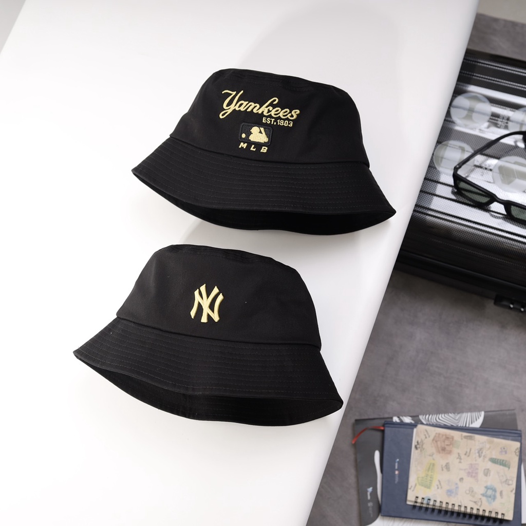 Nón vành MLB Yankees màu đen , logo NY sắc nét, tinh tế ,vải cotton Hàn Quốc cao cấp, phom mềm Nón free size