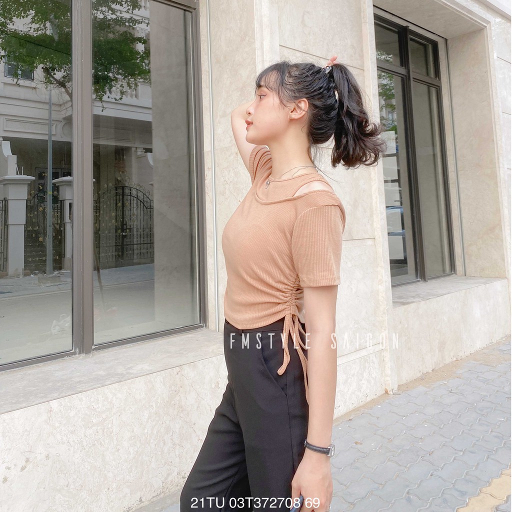 Áo thun tay ngắn trễ vai rút 2 bên nhiều màu nữ ulzzang thời trang Fmstyle Saigon 21TU03T372708