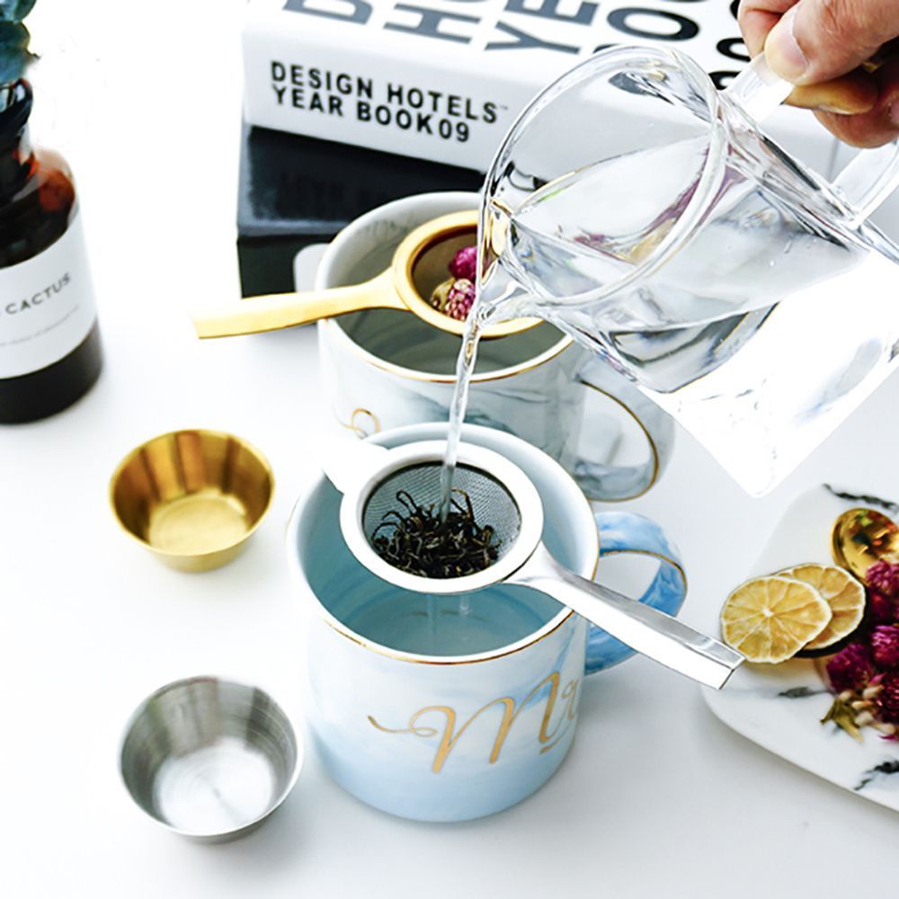 BERNARDO Useful Tea Strainer Entertime Infuser with Drip Bowl Stainless Steel Durable Rotating Handle Fine Mesh/Multicolor