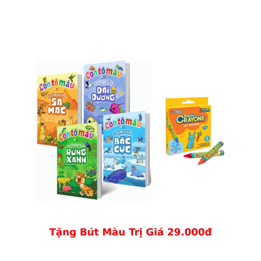 Sách - Combo Con Tô Màu Thám Hiểm (Bộ 4 Cuốn) (Tặng Kèm Bút Màu)