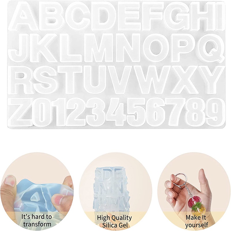 Khuôn Silicone Làm Mặt Dây Chuyền / Bông Tai / Móc Khóa Hình Chữ Cái / Chữ Số Bằng Resin
