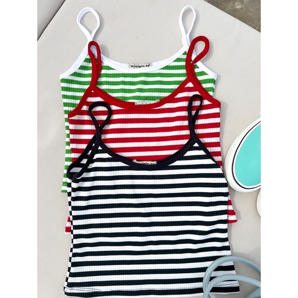 Áo Croptop Nữ Hai Dây Kẻ Sọc Chất Thun Gân Ôm Body Thời Trang Mùa Hè Minipie