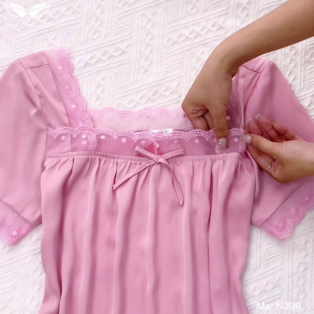 Váy ngủ đồ ngủ mặc nhà lụa VINGO/VINGORIA xuân hè N399 | BigBuy360 - bigbuy360.vn