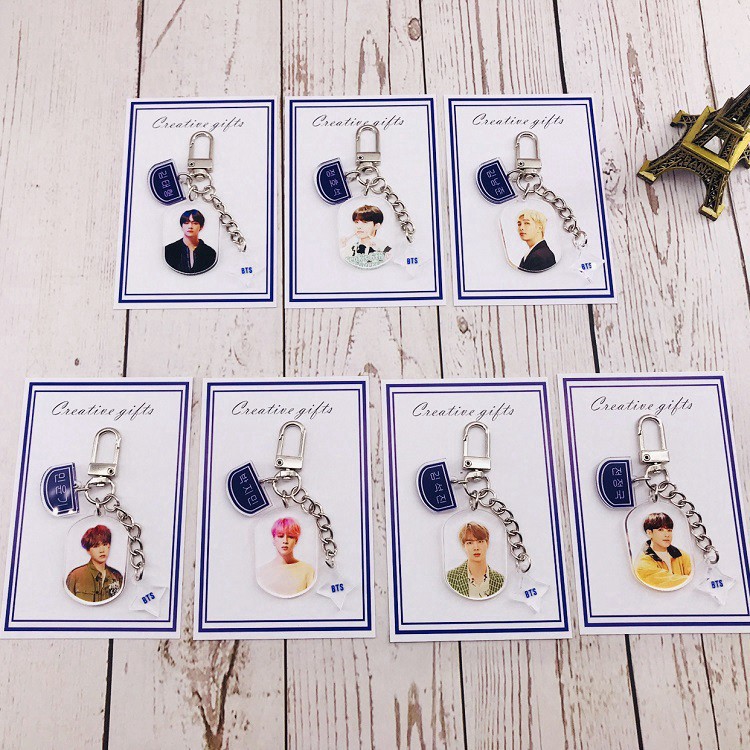 Móc khóa gắn hình các thành viên nhóm BTS sáng tạo