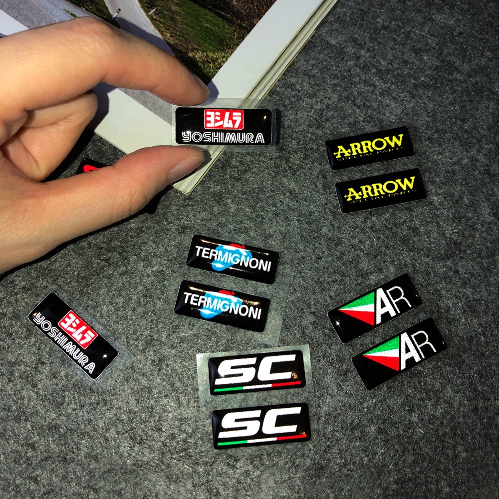 Set 2 Miếng Dán Phản Quang 3D Trang Trí Ống Pô Xe Mô Tô Yoshimura Akrapovic SC Termnoni Arrow AR