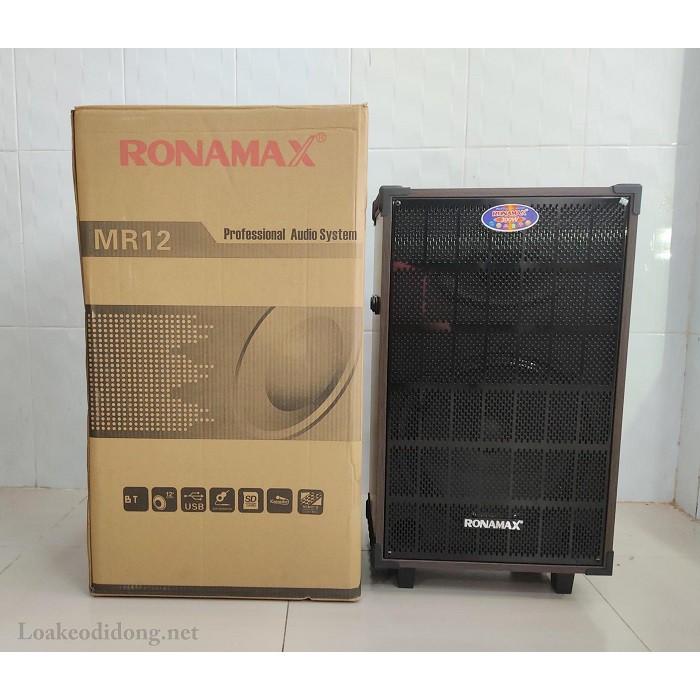 Loa kéo di động Ronamax MR-12 bass 3 tấc kèm 2 micro không dây karaoke cực hay giá rẻ chính hãng