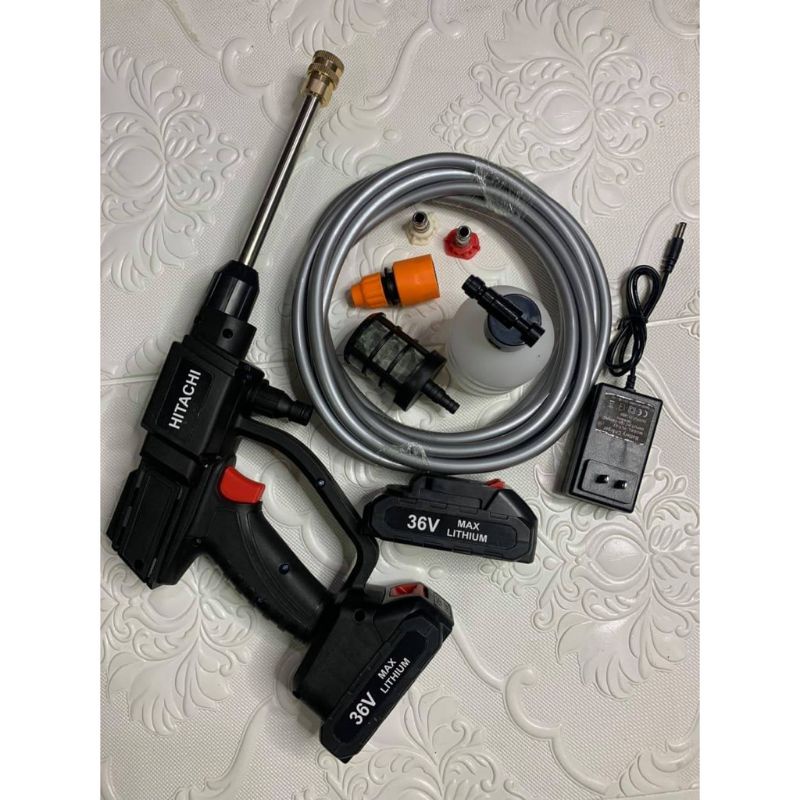 MÁY rửa xe mini, Hitachi cầm tay pin 199v áp lực,