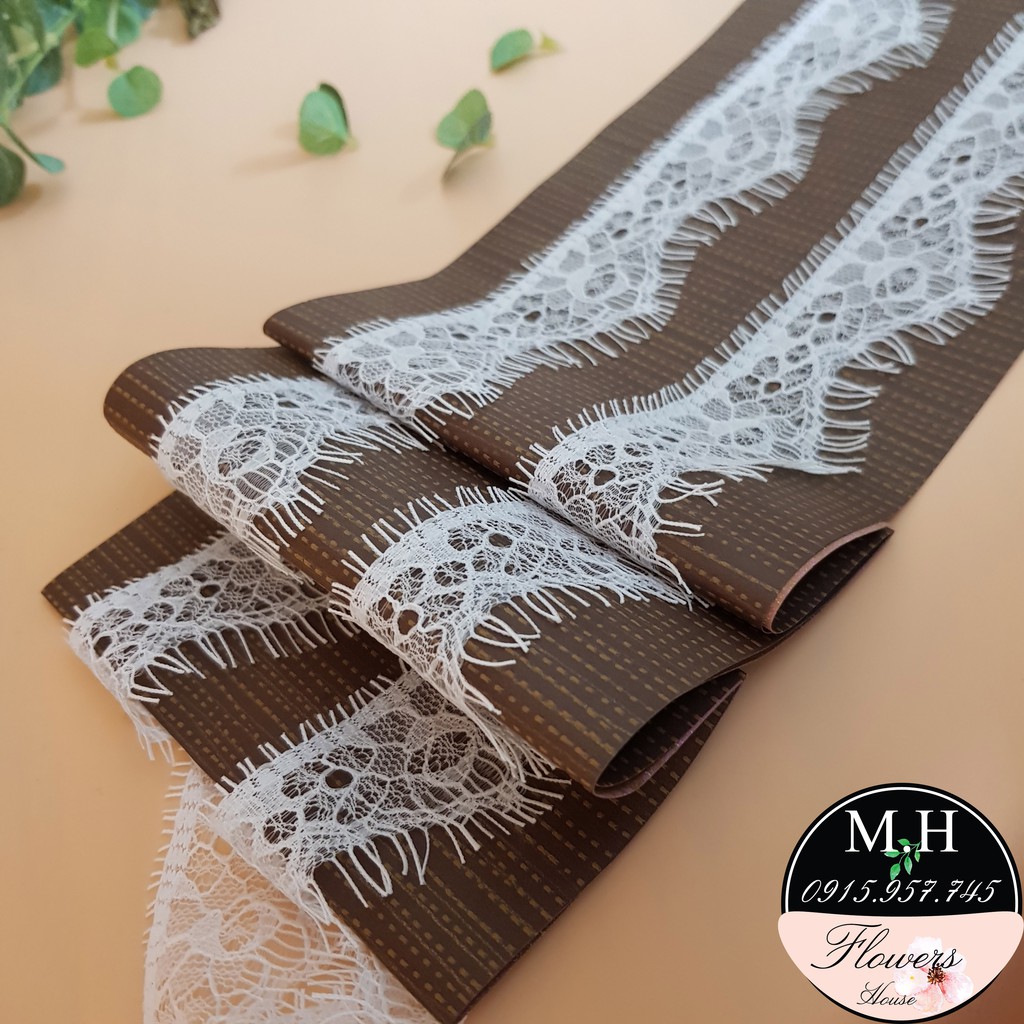 Dây viền vải ren lưới trắng LMI4T dài 3 mét rộng ngang 3.5cm đẹp mỏng nhẹ dùng may đồ và trang trí decor Maihoaflower