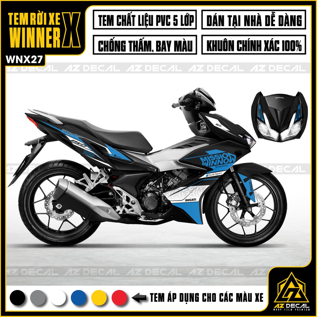 Tem Xe Winner X Mẫu Mission | WNX27 | Tem Xe Chống Nước, Chống Bay Màu, Decal Cắt Khuôn Sẵn Dễ Dán