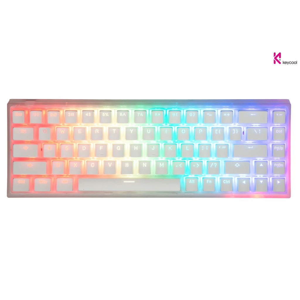 Bàn phím Keycool GZ-68 Pro Transparent Pudding RGB Hotswap Three-mode Bluetooth 5.0/ 2.4G/ Type-C - hàng chính hãng.