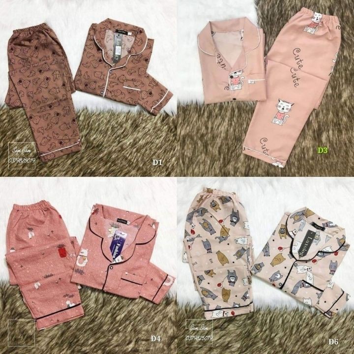 Đồ bộ Pijama, đồ bộ nữ đồ mặc nhà, Bộ Pizama (Quần Dài-Tay Dài) Kate Thái Loại 1 Mềm Mại, Thầm Hút Mồ Hôi, Không Xù