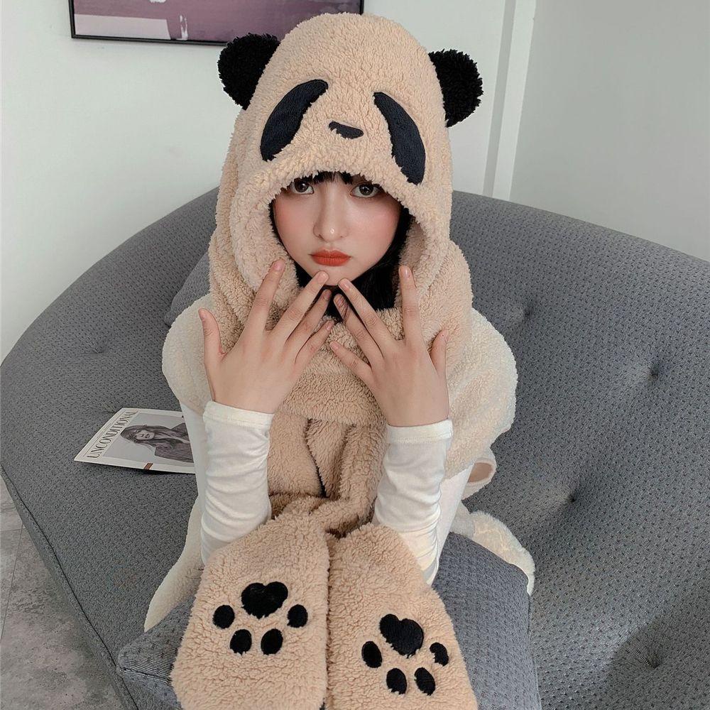 NIUYOU Mũ Len Gấu Trúc Giữ Ấm Cho Nữ