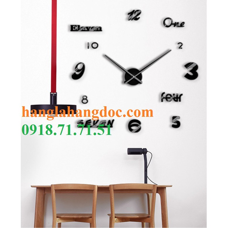 Đồng hồ dán tường loại lớn (version 6) DIY Clock 360 độ hiện đại