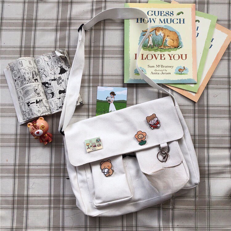 Túi đeo chéo Hazin nam nữ thời trang đi học để sách vở đồ dùng vải canvas đẹp giá rẻ chất lượng tốt HZM12