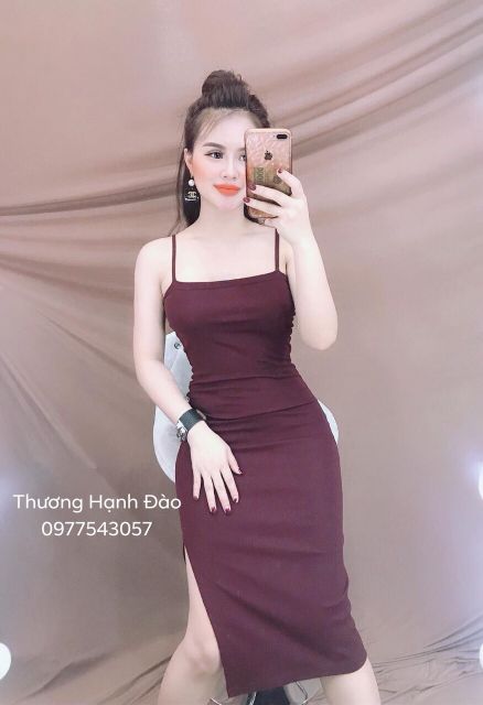 Váy ôm body 2 dây xẻ cạnh | BigBuy360 - bigbuy360.vn