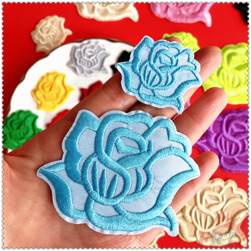 ✿ Sticker Ủi Thêu Hình Hoa Hồng Nhiều Màu Sắc ✿ 1 Miếng Vá Ủi Quần Áo Diy Hình Huy Hiệu S / M (17 Màu)