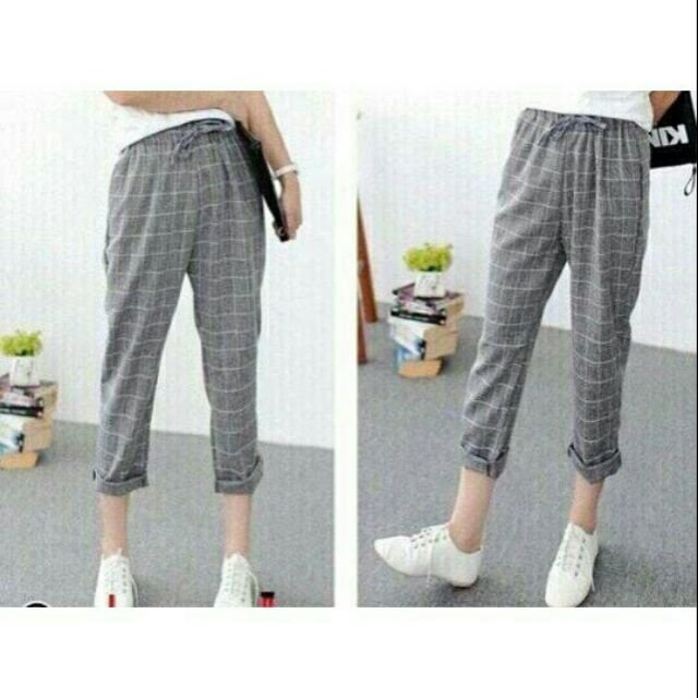 Combo 10 quần baggy vải caro xám