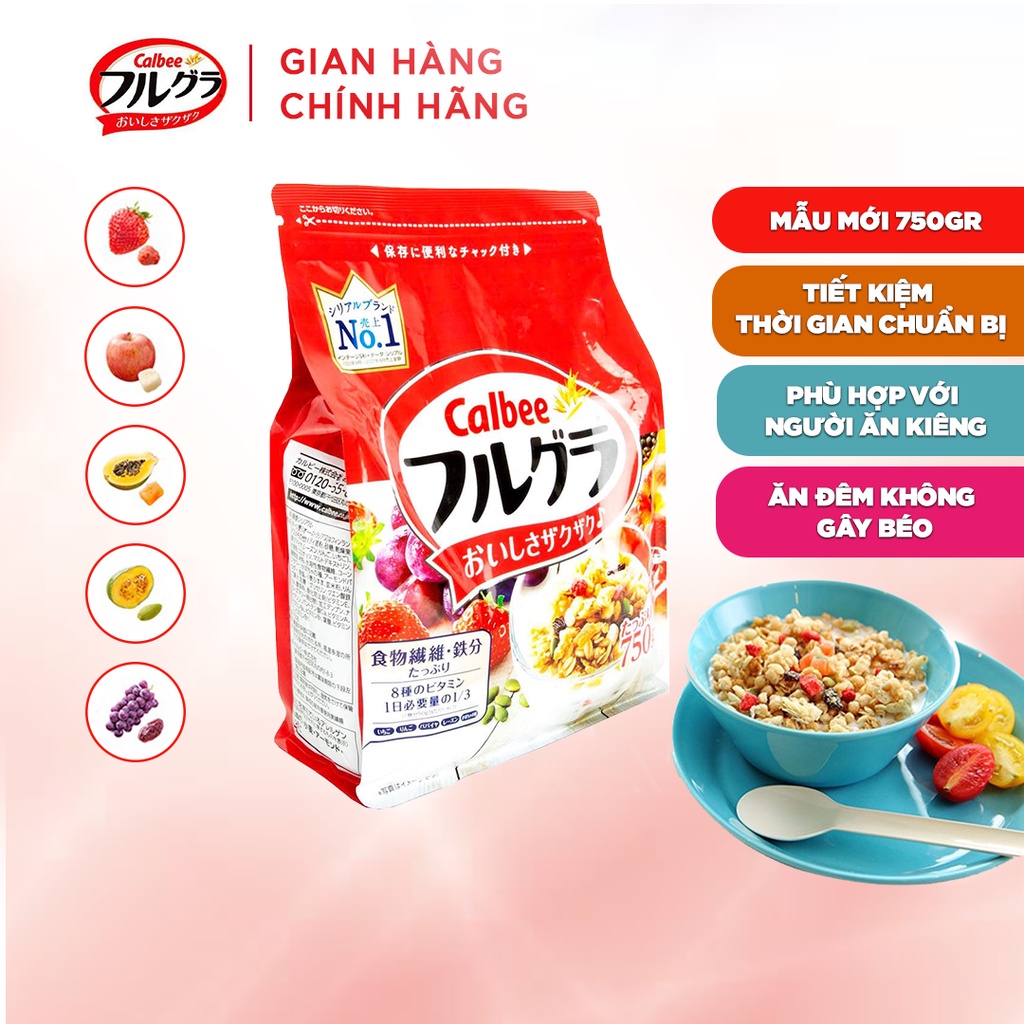 Ngũ cốc trái cây Calbee Nhật Bản gói 750g