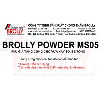 PHỤ GIA TĂNG CỨNG CHO VỮA XÂY TÔ, BÊ TÔNG BROLLY POWDER MS05