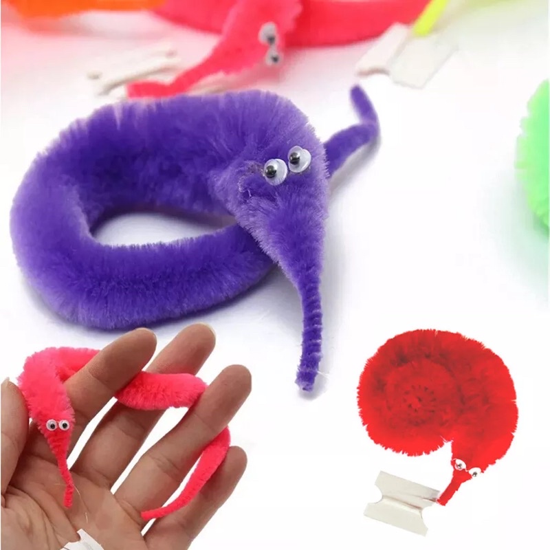 Mô hình con sâu giả nhiều lông lông vui nhộn dễ thương đồ chơi cho bé, đò chơi cho thú cưng