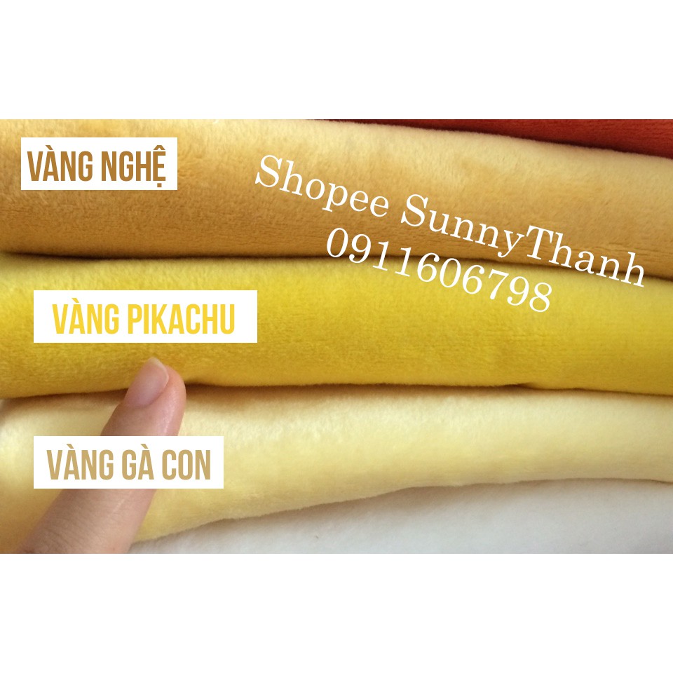 Vải lông nhung Vàng Pikachu