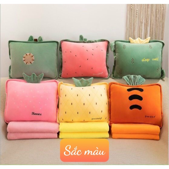 Thú nhồi bông kèm chăn hè tiện dụng trong nhiều hoàn cảnh, họa tiết -Heo hồng dễ thương