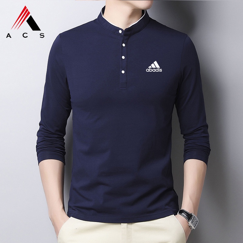 Áo Thun Polo Thời Trang Mới Nam Cổ Áo Bóng Chày Cotton Dài Tay Áo Thun Thể Thao Giản Dị Hàng Đầu