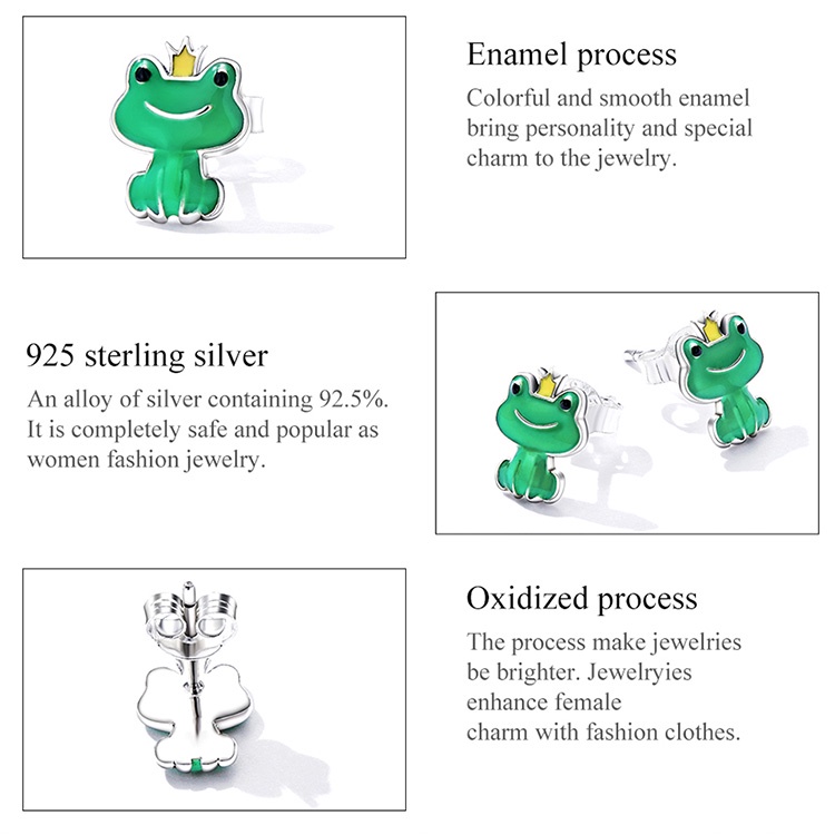 BAMOER Bông Tai bạc 925 HìNh ẾCh ĐíNh Đá ThờI Trang Cho Nữ SCE1380