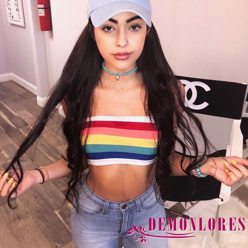 Áo ống không dây màu cầu vồng cho nữ