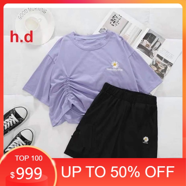 Sét áo dây rút hoa cúc + quần đùi hoa cúc HĐ12 , sét áo nam nữ, sét bộ mặc ở nhà MODY