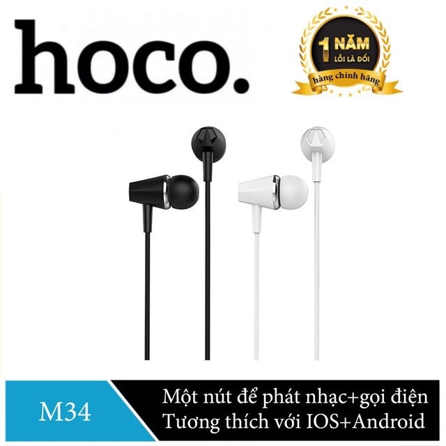 ✔Chính Hãng ✔Tai Nghe Nhét Tai Hoco M34 Super Bass tương thích các dòng điện thoại jack 3.5mm, Tai nghe IPhone -Android