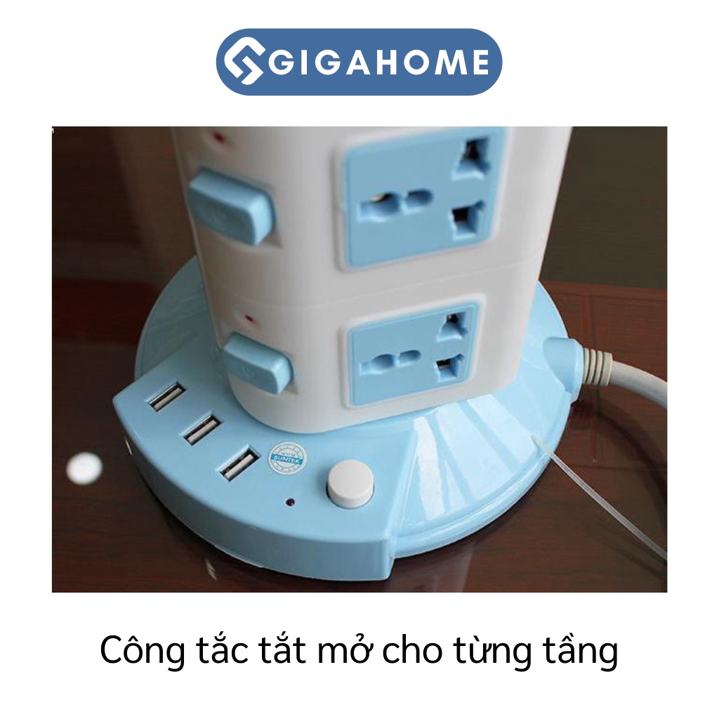Ổ Cắm Điện 5 Tầng GIGAHOME Đa Năng Có 3 Cổng USB, Chống Cháy, Chống Giật 3507