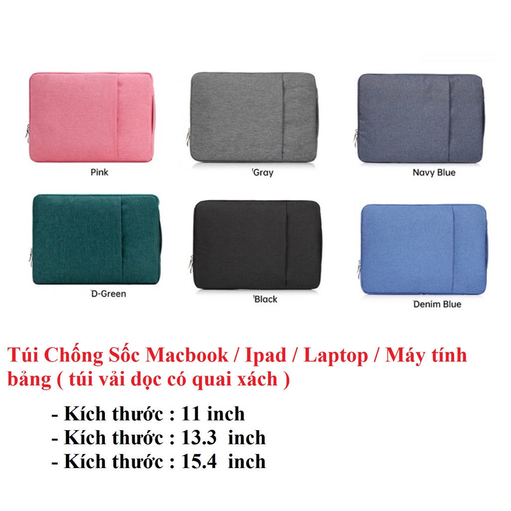 Túi chống sốc Macbook / Ipad / Laptop / Máy tính bảng ( túi vải dọc có quai xách)