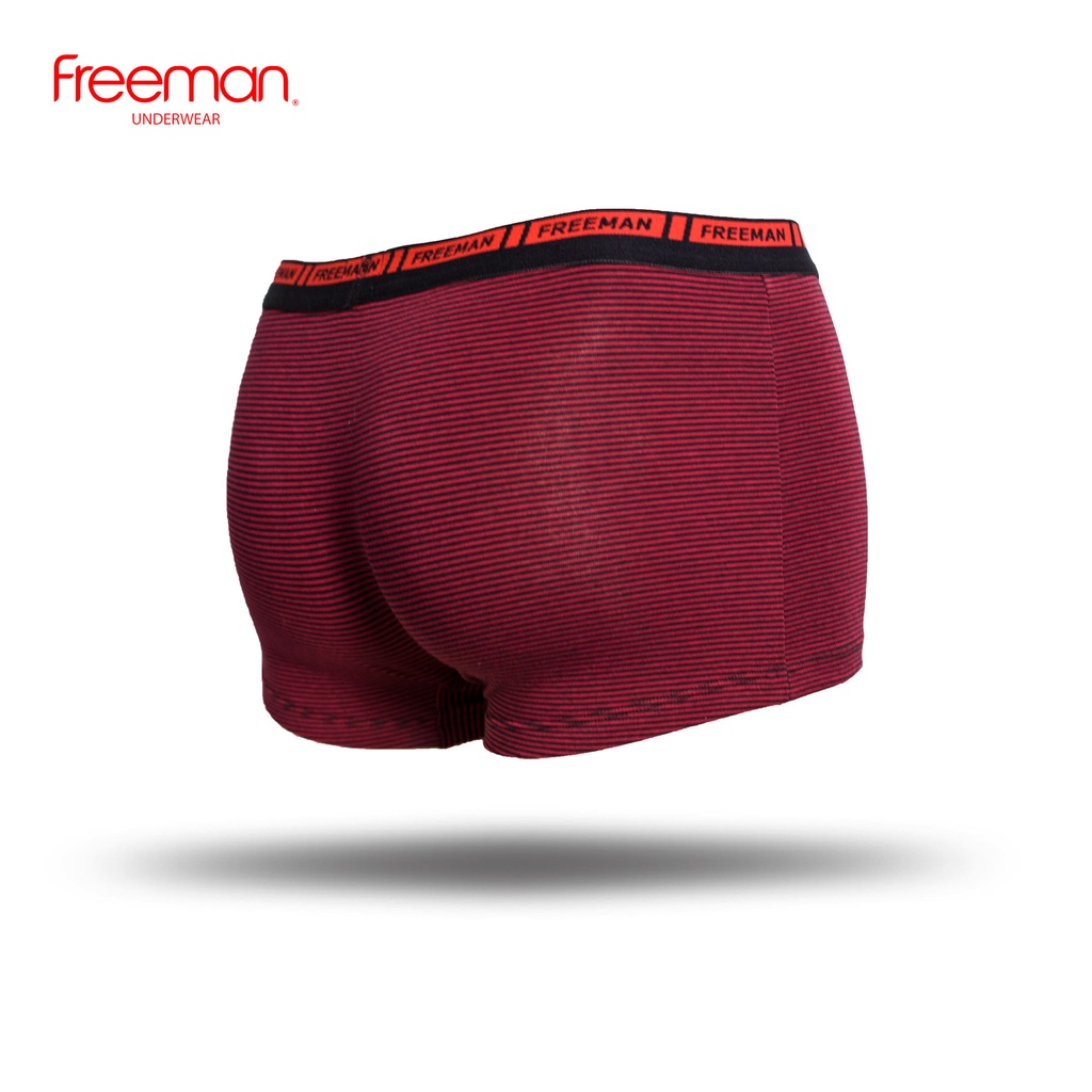 Quần lót nam boxer Freeman chất liệu cotton thấm hút mồ hôi tốt màu đỏ sọc đen [Combo 3] BO504